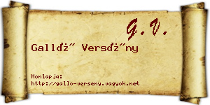 Galló Versény névjegykártya